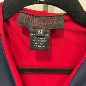 Cibeline Red and Navy Blue Wrap Dress
